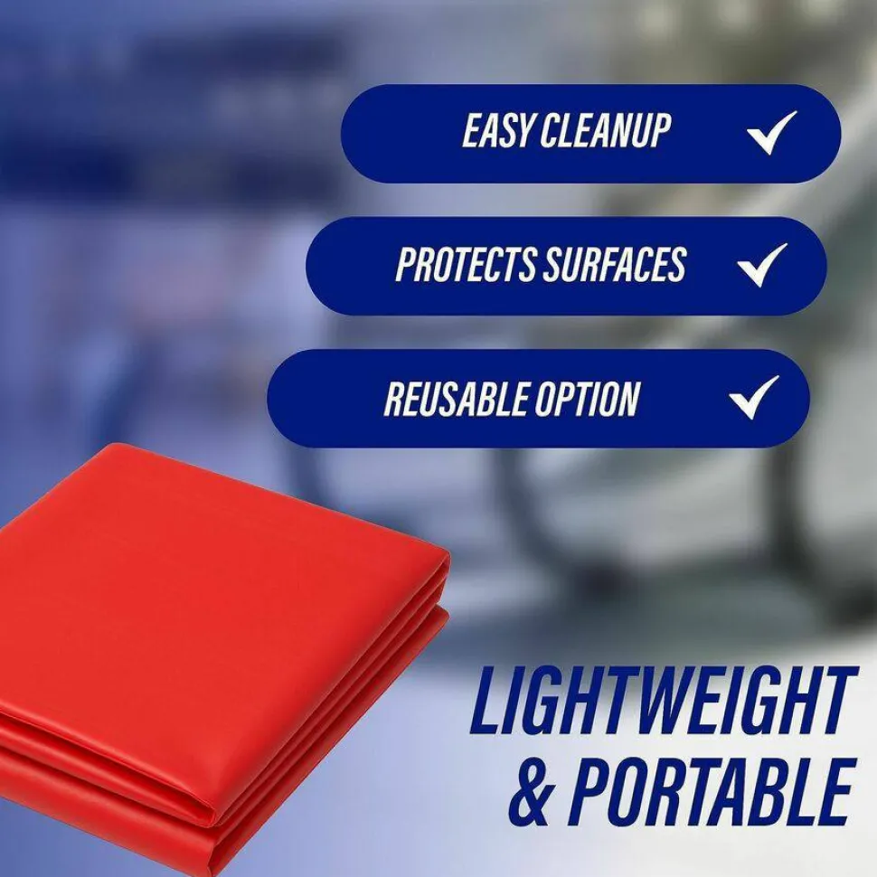 Genuine Joe Plastic Rectangular Table Covers, 108" Length x 54" Width, Plastic, Red, 6 Per Pack, 4 Packs
