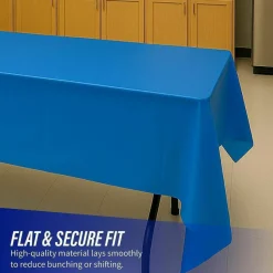 Genuine Joe Plastic Rectangular Table Covers, 108" Length x 54" Width, Plastic, Blue, 6 Per Pack, 4 Packs