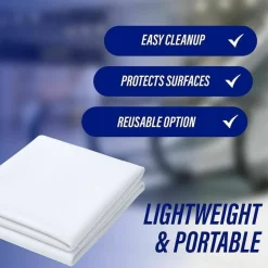 Genuine Joe Plastic Rectangular Table Covers, 108" Length x 54" Width, Plastic, White, 6 Per Pack, 4 Packs
