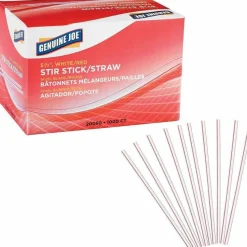 Genuine Joe Plastic Stir Sticks, White/Red, Box Of 1,000 Stir Sticks