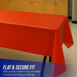 Genuine Joe Plastic Table Covers, 54" x 108", Red, Pack Of 6
