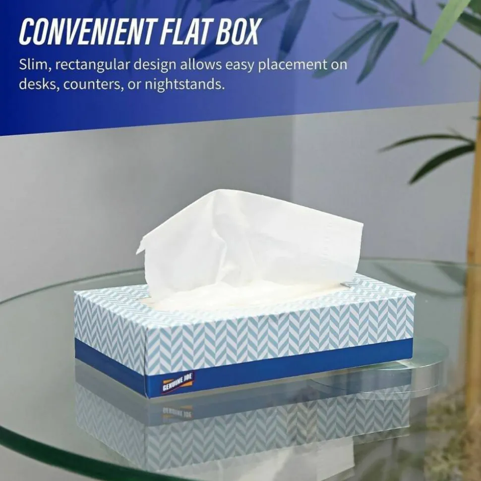 Genuine Joe 2-Ply Facial Tissue, 100 Sheets Per Box, Case Of 30 Boxes