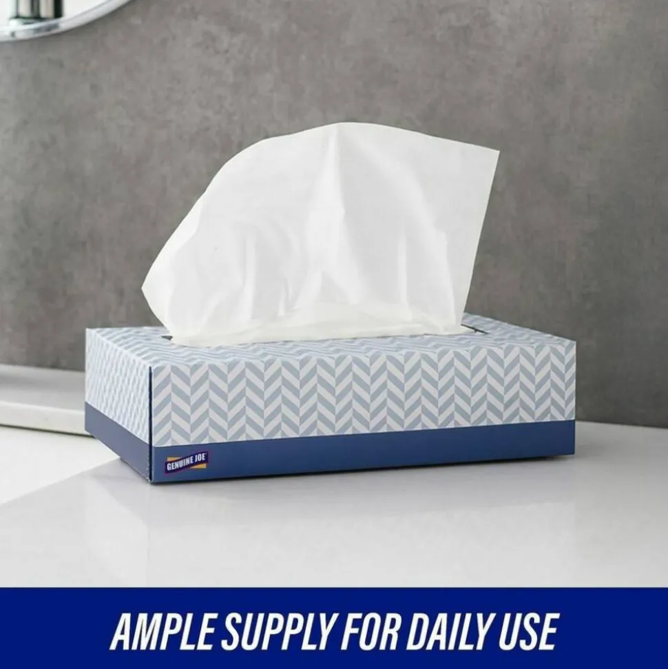 Genuine Joe 2-Ply Facial Tissue, 100 Sheets Per Box, Case Of 30 Boxes