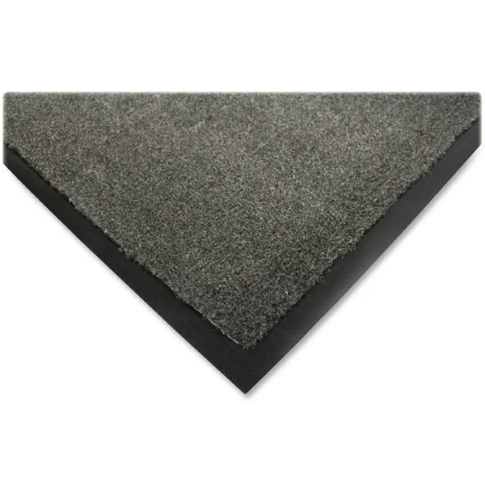 Genuine Joe Silver Series Indoor Entry Mat - Building, Carpet, Hard Floor - 10 ft Length x 36" Width - Plush - Charcoal - 1Each