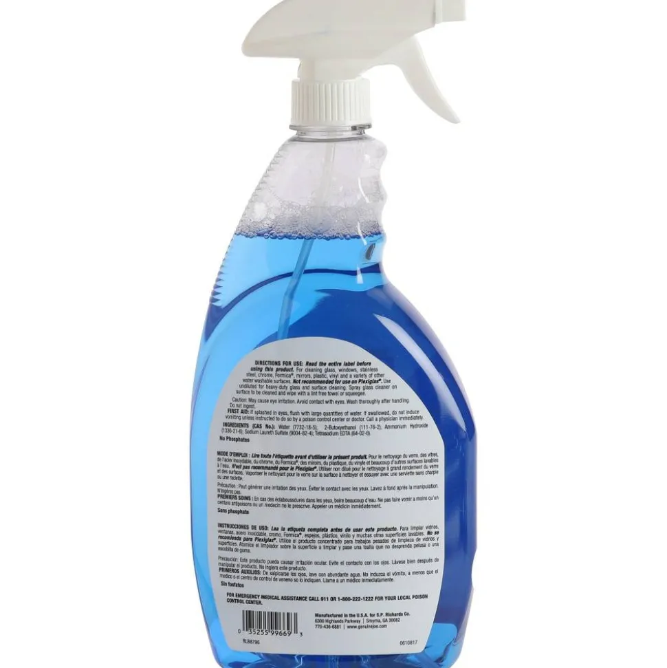 Genuine Joe Ammoniated Glass Cleaner Spray, 32 Oz Bottle, Box Of 6