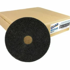 Genuine Joe Black Floor Stripping Pad - 20" Diameter - 5/Carton x 20" Diameter x 1" Thickness - Stripping, Floor - 90220