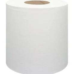 Genuine Joe Centerpull Towel Rolls - 8.13" Width x 7.56" Length - 600 Sheets/Roll - 3" Core - White - Virgin Fiber - 6 / Carton