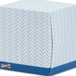 Genuine Joe Cube Box Facial Tissue - 2 Ply - Interfolded - White - 85/Box - 48 / Pallet