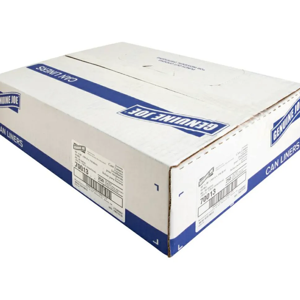 Genuine Joe Economy High-Density Can Liners, 0.47 mil, 45 Gallons, Translucent, Box Of 250