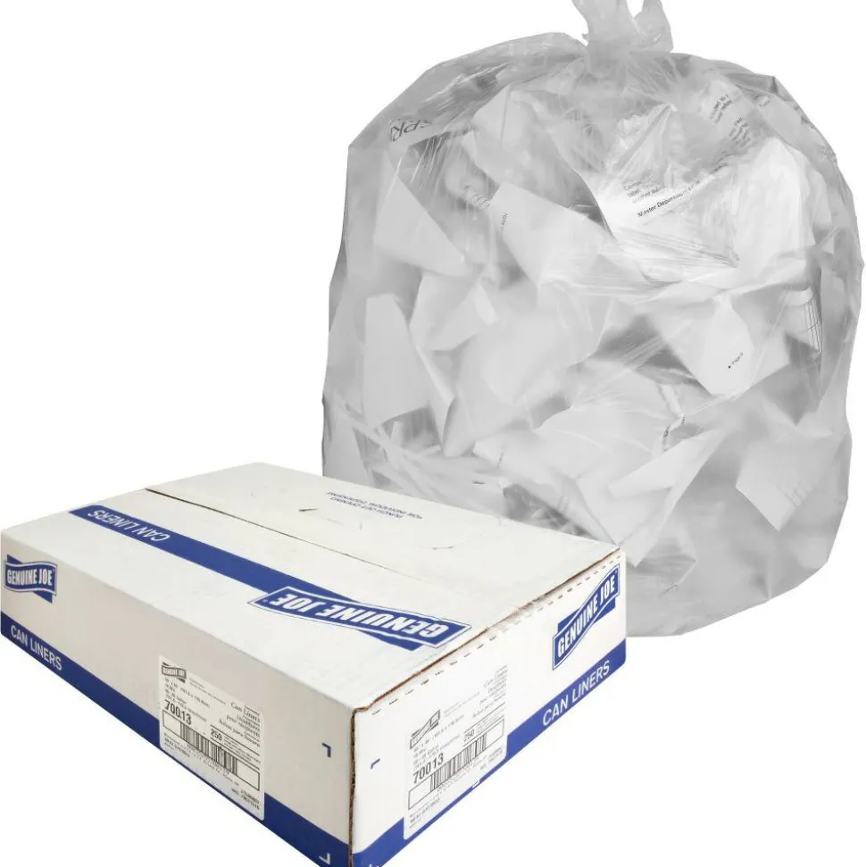 Genuine Joe Economy High-Density Can Liners, 0.47 mil, 45 Gallons, Translucent, Box Of 250