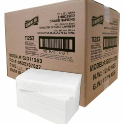 Genuine Joe Embossed 2-Ply Dinner Napkins, 17" x 15", 100% Recycled, White, 100 Napkins Per Sleeve, Carton Of 30 Sleeves
