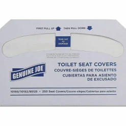 Genuine Joe Half-fold Toilet Seat Covers, White, 250 Per Pack, Carton Of 20 Packs