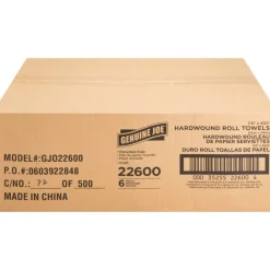 Genuine Joe Hardwound 1-Ply Paper Towels, 800' Per Roll, Brown, Pack Of 6 Rolls