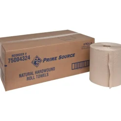 Genuine Joe Hardwound 1-Ply Paper Towels, 800' Per Roll, Brown, Pack Of 6 Rolls