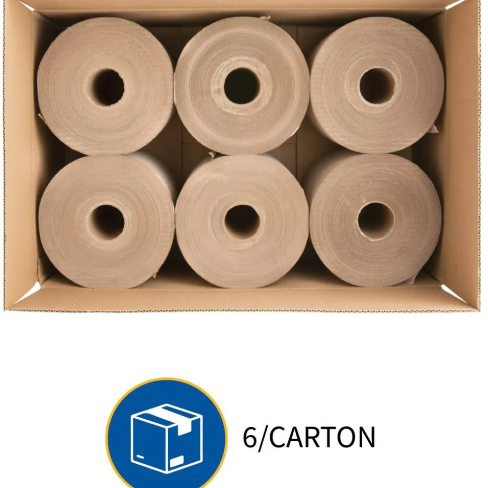 Genuine Joe Hardwound 1-Ply Paper Towels, 800' Per Roll, Brown, Pack Of 6 Rolls