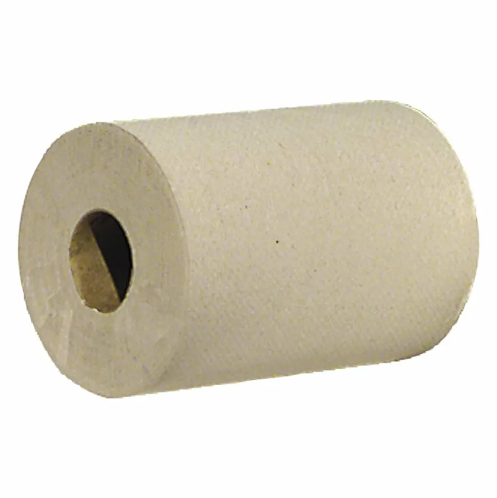 Genuine Joe Hardwound 1-Ply Paper Towels, 800' Per Roll, Brown, Pack Of 6 Rolls