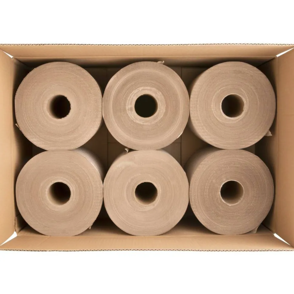 Genuine Joe Hardwound 1-Ply Paper Towels, 800' Per Roll, Brown, Pack Of 6 Rolls