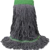 Genuine Joe 5" Headband Earth Mop Refill - Medium - Quick Drying - Polyester Fiber - Blue - 1 Each