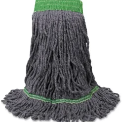 Genuine Joe 5" Headband Earth Mop Refill - Medium - Quick Drying - Polyester Fiber - Blue - 1 Each