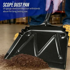 Genuine Joe Heavy-Duty Metal Dustpan - 16" Wide - Steel - Black - 1 Each