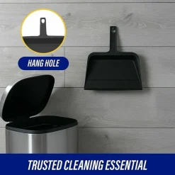 Genuine Joe Heavy-duty Plastic Dust Pan - 12" Wide - Plastic - Black - 12 / Carton