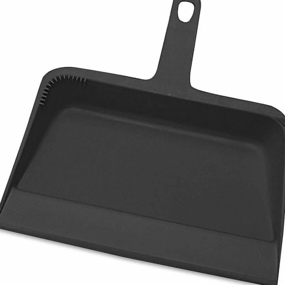 Genuine Joe Heavy-duty Plastic Dust Pan - 12" Wide - Plastic - Black - 12 / Carton