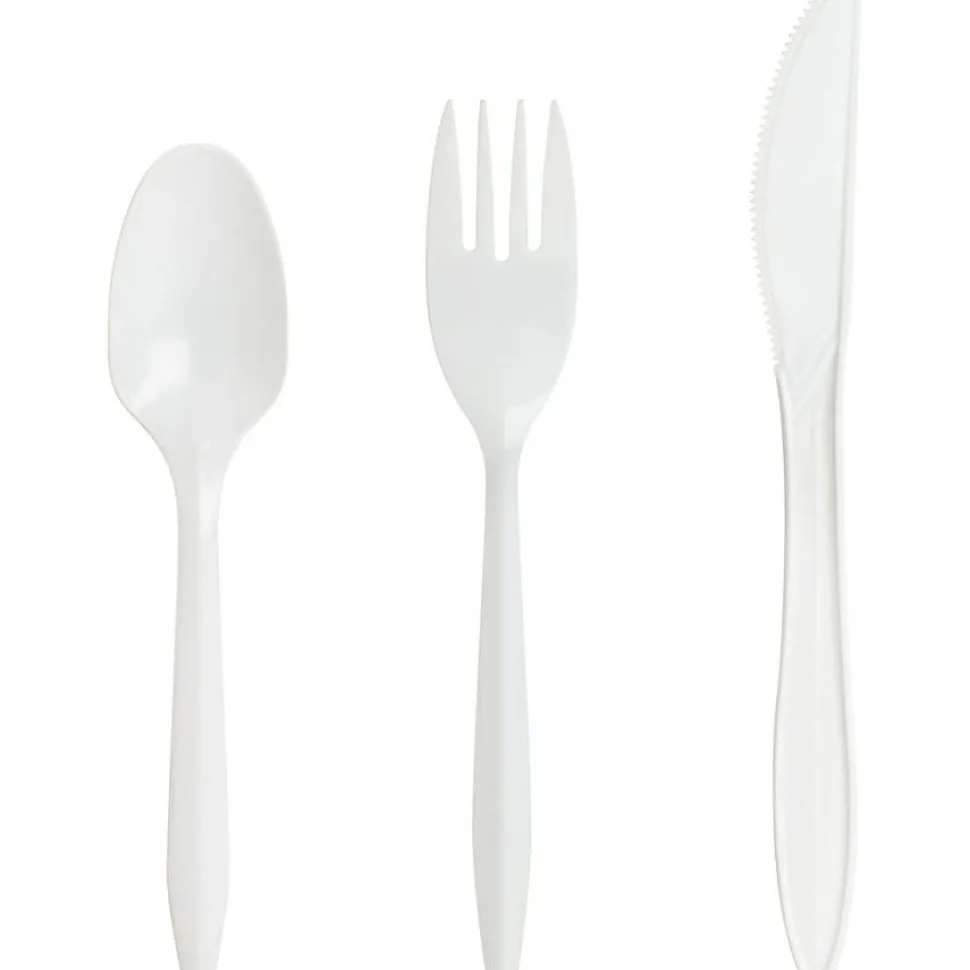 Genuine Joe Heavy/Medium-Weight Polypropylene Forks, White, Box Of 1,000