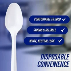 Genuine Joe Heavy/Medium-Weight Polypropylene Spoons, White, Box Of 1,000