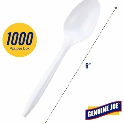 Genuine Joe Heavy/Medium-Weight Polypropylene Spoons, White, Box Of 1,000