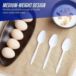 Genuine Joe Heavy/Medium-Weight Polypropylene Spoons, White, Box Of 1,000