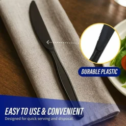 Genuine Joe Heavyweight Knife - 1 Piece(s) - Knife - 1 x Knife - Disposable - Textured - Black - 1000/Carton