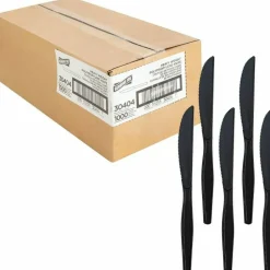 Genuine Joe Heavyweight Knife - 1 Piece(s) - Knife - 1 x Knife - Disposable - Textured - Black - 1000/Carton
