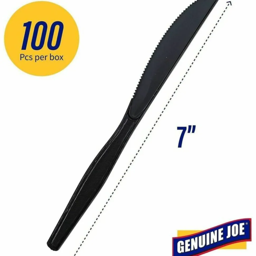 Genuine Joe Heavyweight Knife - 1 Piece(s) - Knife - 1 x Knife - Disposable - Textured - Black - 1000/Carton