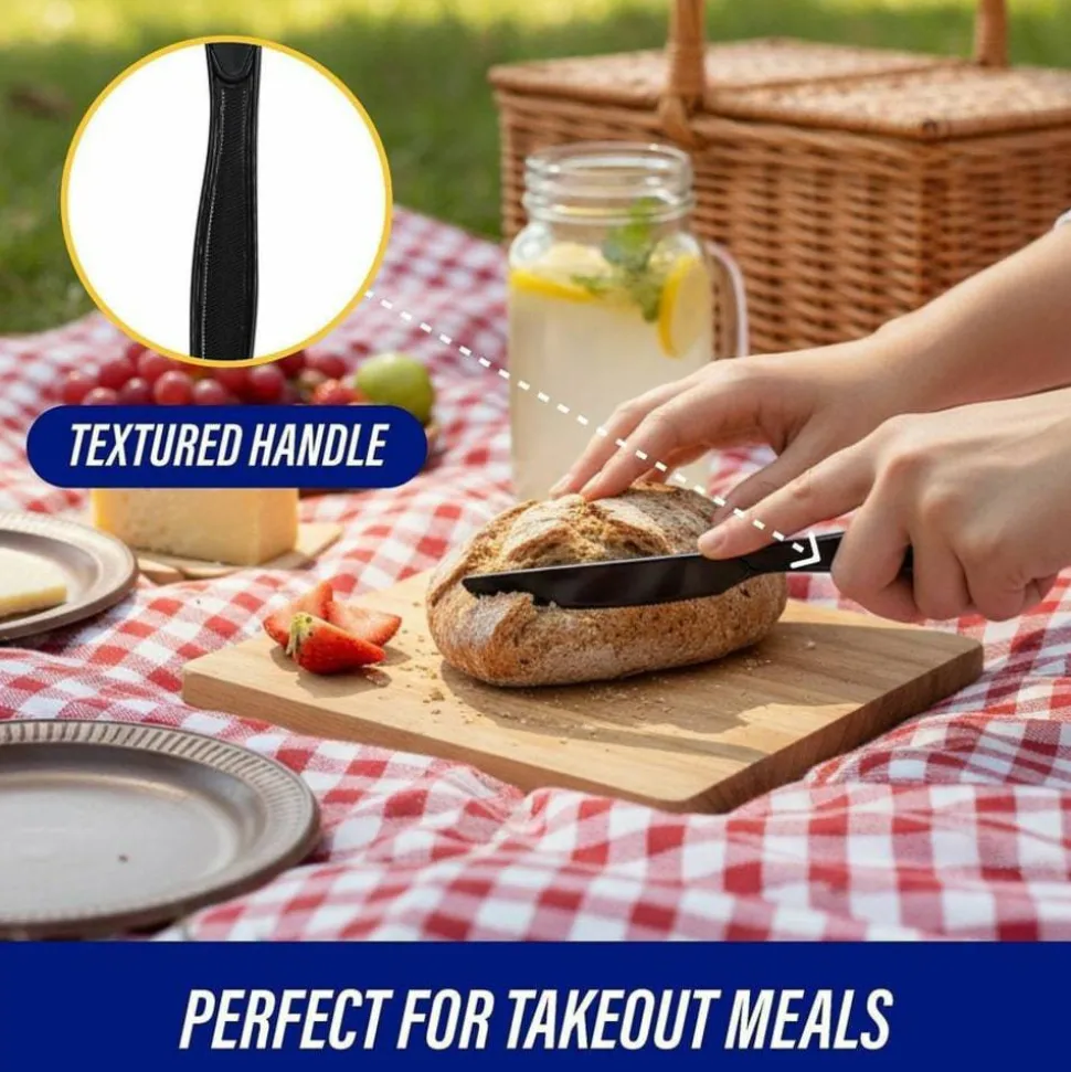 Genuine Joe Heavyweight Knife - 1 Piece(s) - Knife - 1 x Knife - Disposable - Textured - Black - 1000/Carton