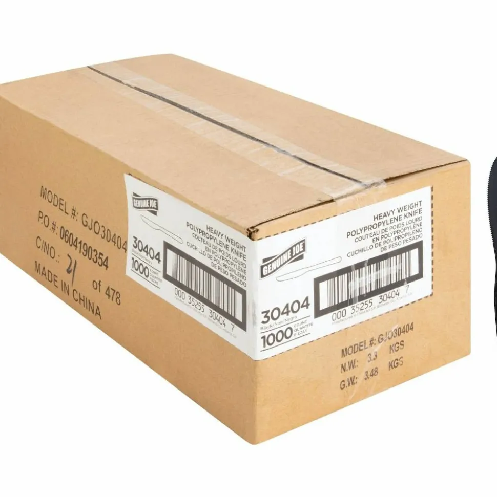 Genuine Joe Heavyweight Knife - 1 Piece(s) - Knife - 1 x Knife - Disposable - Textured - Black - 1000/Carton