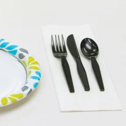 Genuine Joe Heavyweight Spoon - 1 Piece(s) - Spoon - 1 x Spoon - Disposable - Textured - Black - 1000/Carton