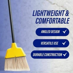 Genuine Joe High-Performance Angled Broom, 9", Yellow