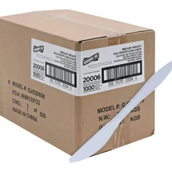 Genuine Joe Individually Wrapped Knife - 1 Piece(s) - Knife - 1 x Knife - Disposable - Polypropylene - White - 1000/Carton