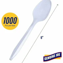 Genuine Joe Individually Wrapped Spoon - 1 Piece(s) - Spoon - 1 x Spoon - Disposable - White - 1000/Carton