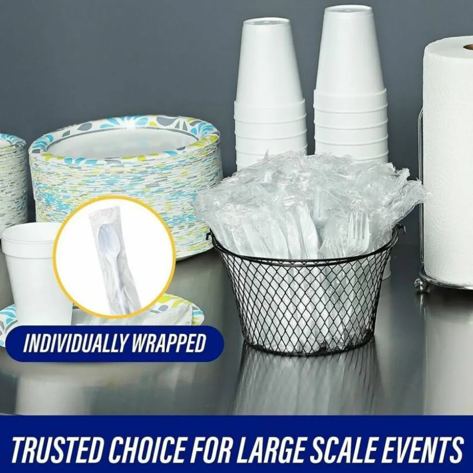 Genuine Joe Individually Wrapped Spoon - 1 Piece(s) - Spoon - 1 x Spoon - Disposable - White - 1000/Carton