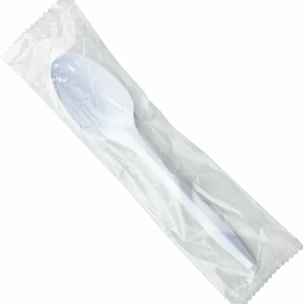 Genuine Joe Individually Wrapped Spoon - 1 Piece(s) - Spoon - 1 x Spoon - Disposable - White - 1000/Carton