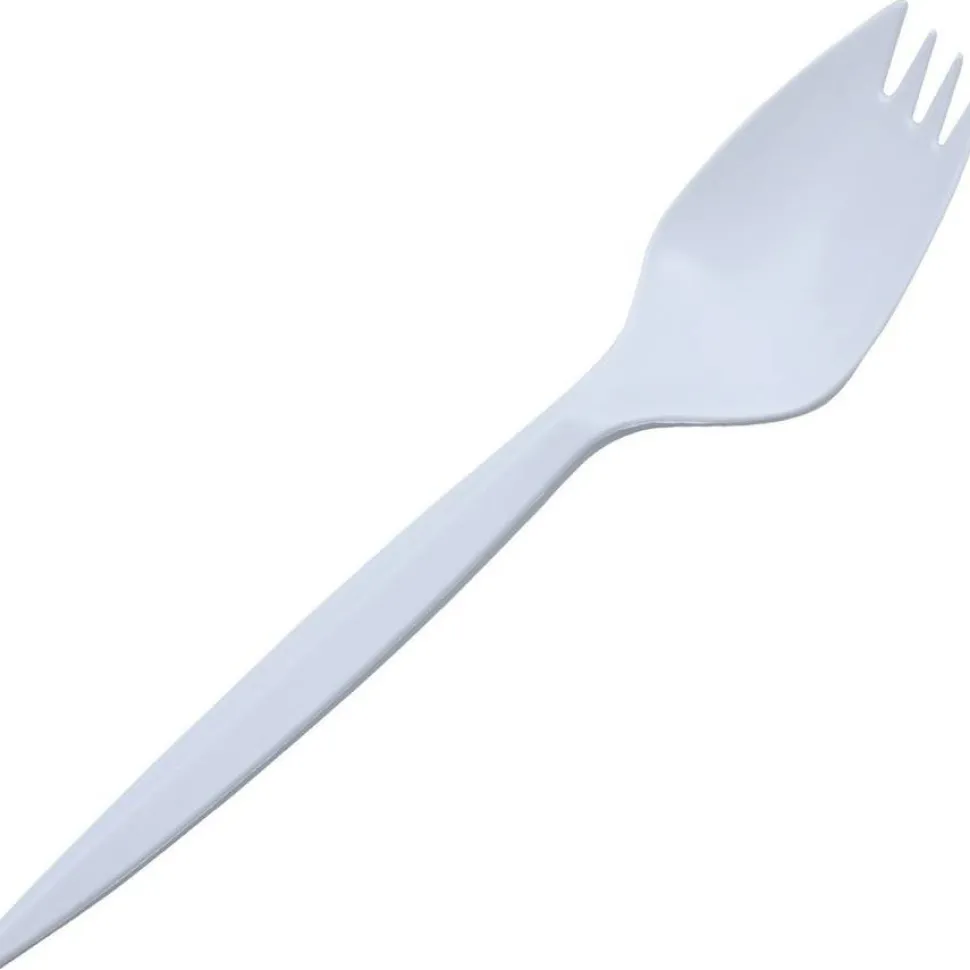 Genuine Joe Medium-Weight Spork - 1 Piece(s) - Spork - 1 x Spork - Disposable - Polypropylene - White - 1000/Carton