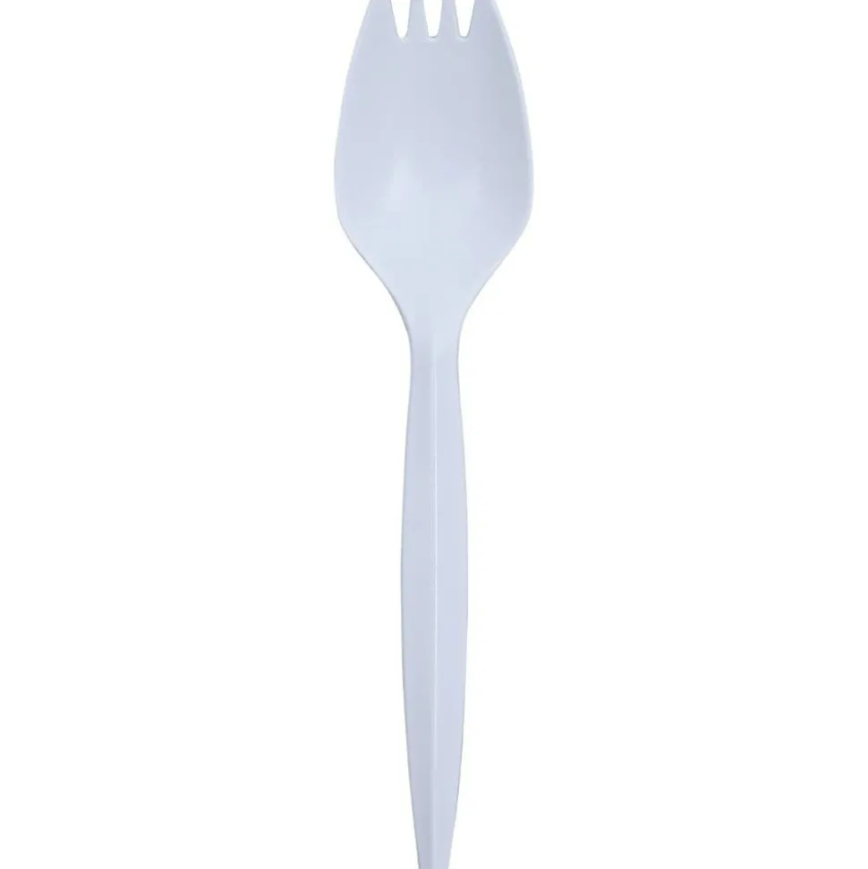 Genuine Joe Medium-Weight Spork - 1 Piece(s) - Spork - 1 x Spork - Disposable - Polypropylene - White - 1000/Carton