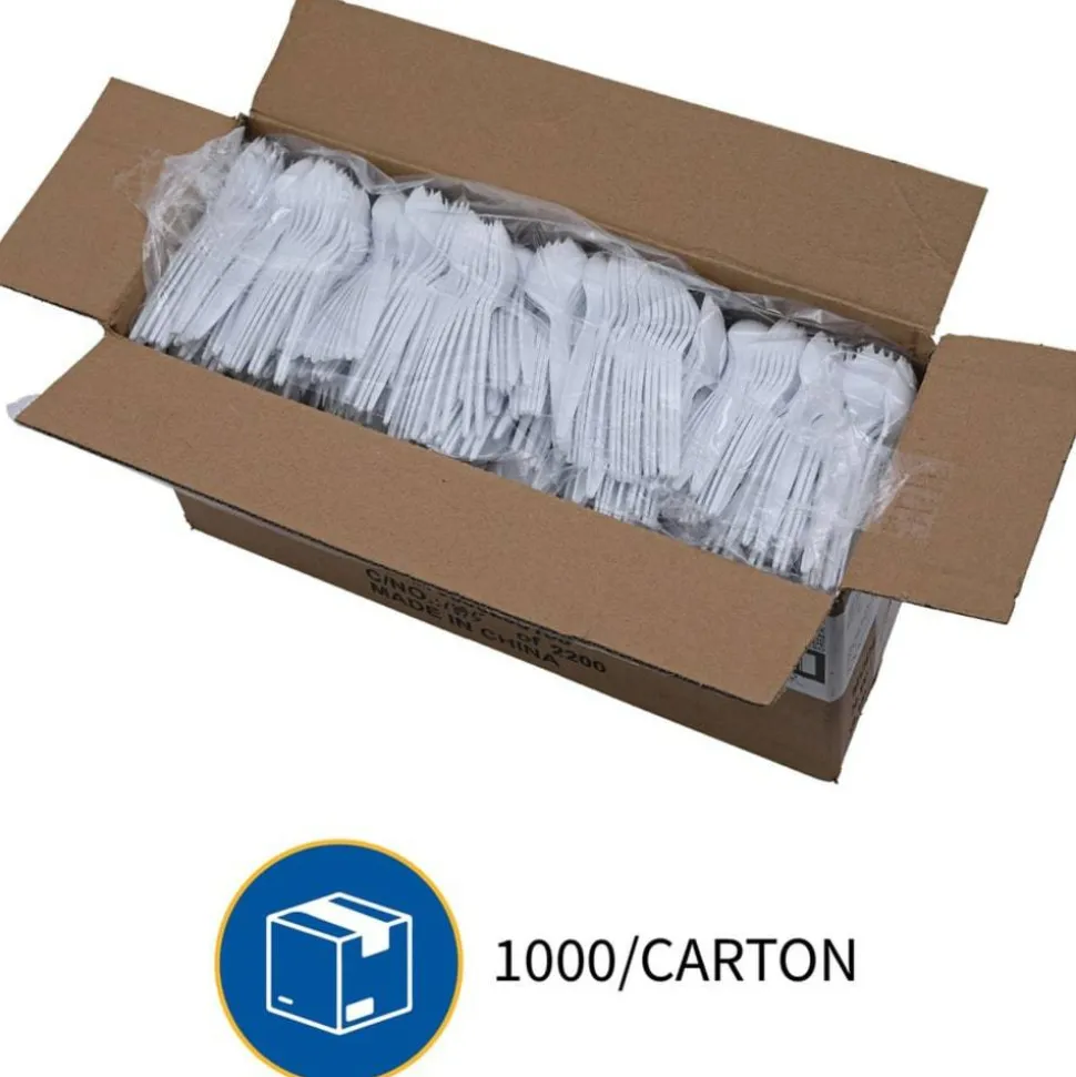 Genuine Joe Medium-Weight Spork - 1 Piece(s) - Spork - 1 x Spork - Disposable - Polypropylene - White - 1000/Carton