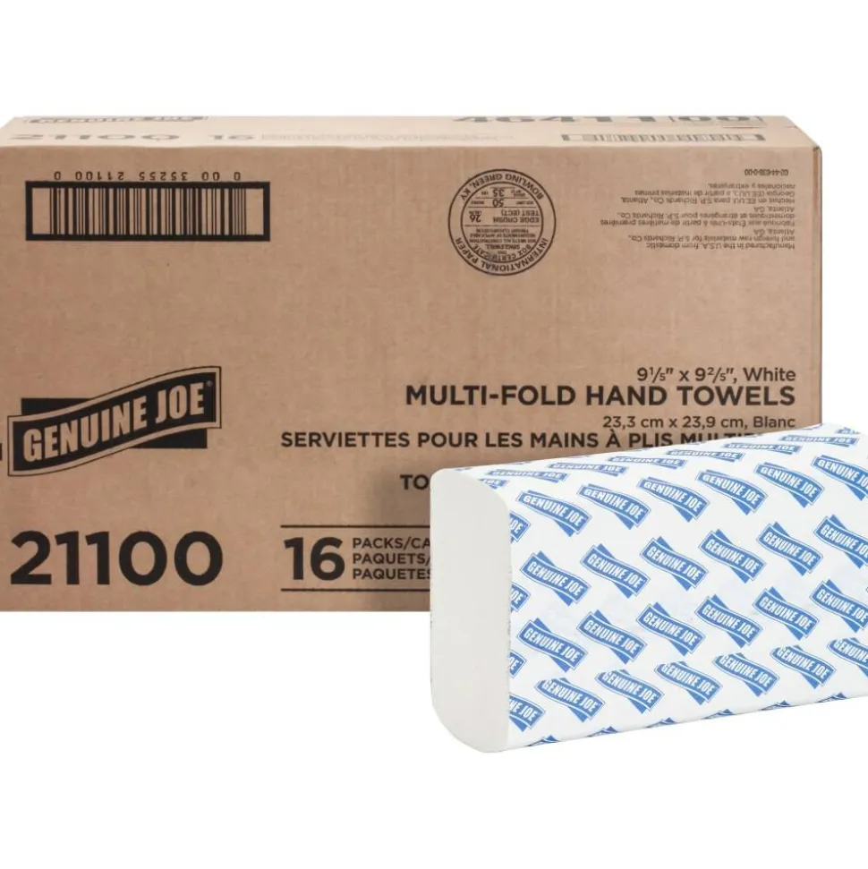 Genuine Joe Multi-Fold 1-Ply Paper Towels, Pack Of 4000 Sheets