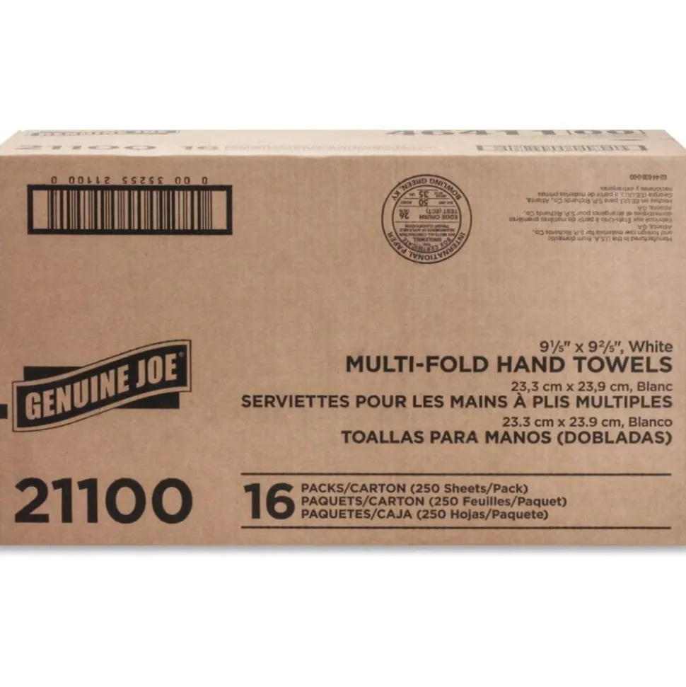 Genuine Joe Multi-Fold 1-Ply Paper Towels, Pack Of 4000 Sheets
