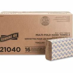 Genuine Joe Multi-Fold 1-Ply Paper Towels, Natural, Pack Of 4000 Sheets