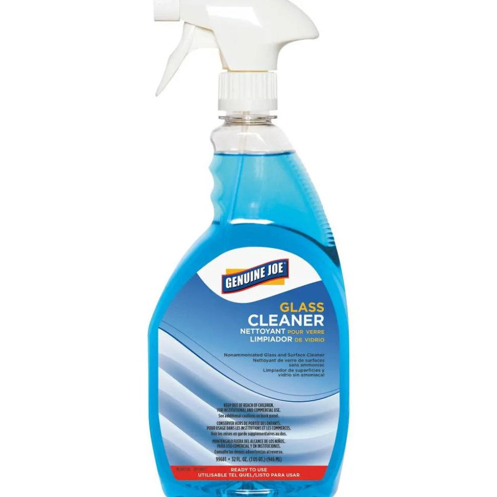 Genuine Joe Non-Ammoniated Glass Cleaner Spray, 32 Oz Bottle