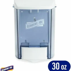 Genuine Joe 30 oz Soap Dispenser - Manual - 30 fl oz Capacity - See-through Tank, Water Resistant, Soft Push - 1Each