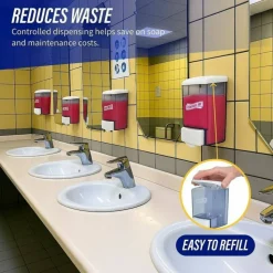 Genuine Joe 30 oz Soap Dispenser - Manual - 30 fl oz Capacity - See-through Tank, Water Resistant, Soft Push - 1Each